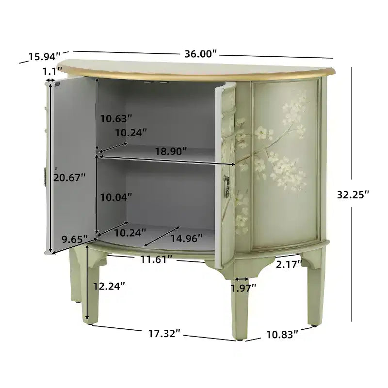Christopher Knight Home Ainsley Vintage Handcrafted Floral Design Half Moon Storage Sideboard Cabinet with 2 Doors