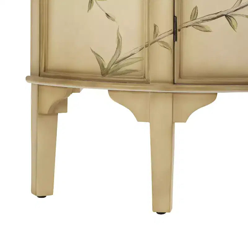 Christopher Knight Home Ainsley Vintage Handcrafted Floral Design Half Moon Storage Sideboard Cabinet with 2 Doors