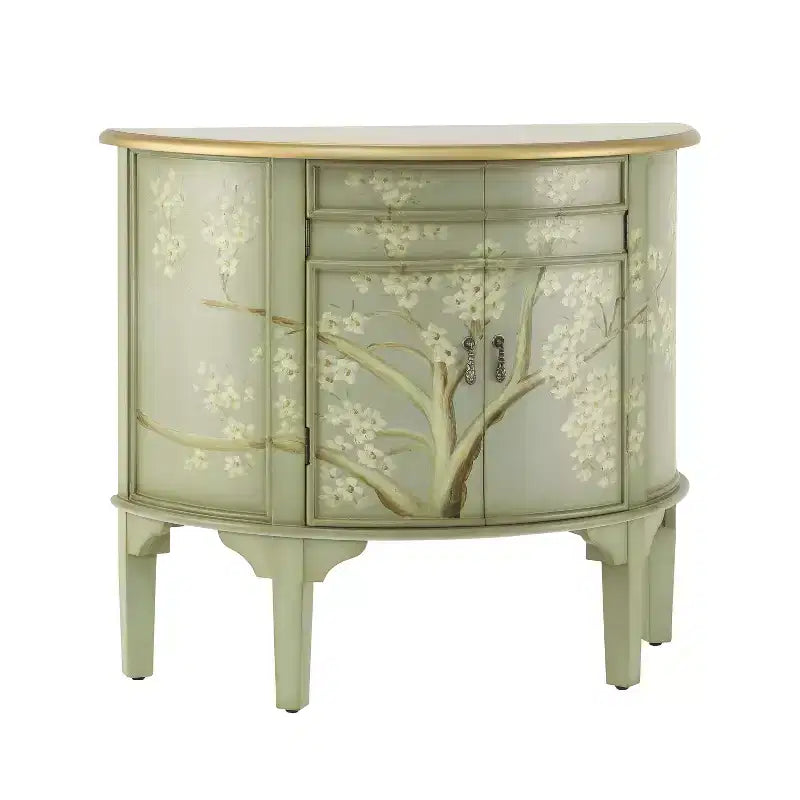 Christopher Knight Home Ainsley Vintage Handcrafted Floral Design Half Moon Storage Sideboard Cabinet with 2 Doors