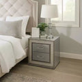 Royal Hampton Nightstand with 2 Drawers, Scale Molding Trim, Metallic Gray Wood