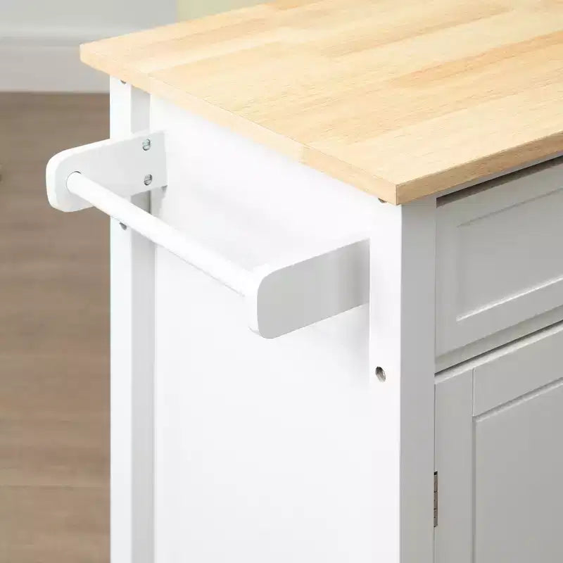 Okak Rolling Kitchen Island with Storage, Kitchen Cart with Wooden Tabletop, Kitchen Island Table for Dining Room, Kitchen, Living Room