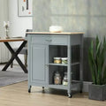 Okak Rolling Kitchen Island with Storage, Kitchen Cart with Wooden Tabletop, Kitchen Island Table for Dining Room, Kitchen, Living Room