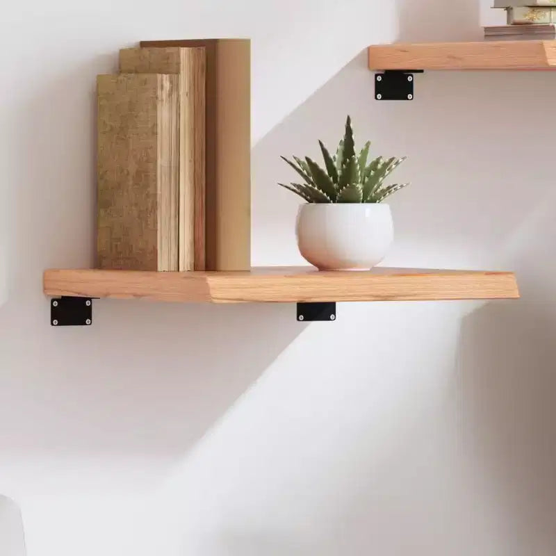 vidaXL Wall Shelf Light brown Solid oak wood Medium Decorative Inlays