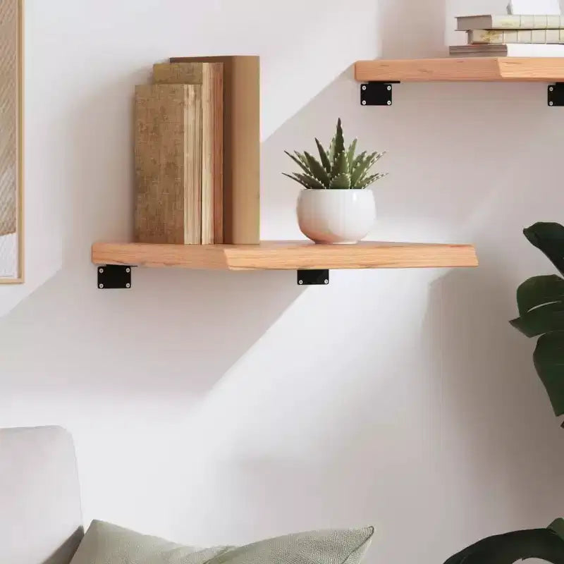 vidaXL Wall Shelf Light brown Solid oak wood Medium Decorative Inlays
