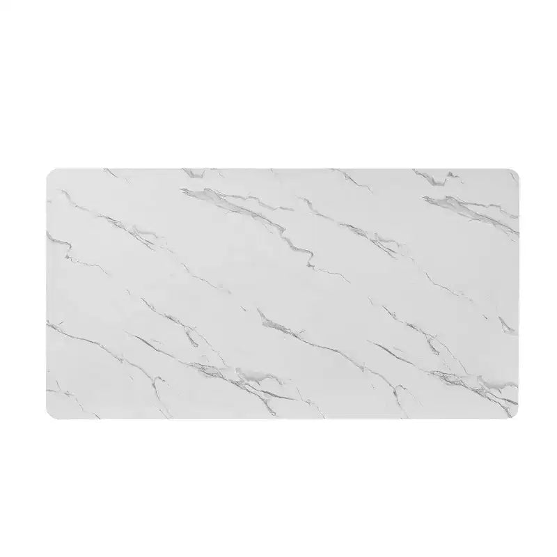 GDFStudio Elijah 69 Inch Rectangular Faux Marble Dining Table with Fluted Metal Base