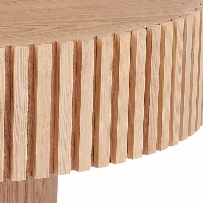 JVNOXK 35.43'' Round Wood Coffee Table for Living Room, Modern Handcraft Drum Coffee Table, Circle Wooden Coffee Table for Small Space Apartment ASH