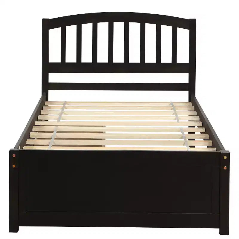 FAMYYT Twin Size Wood Platform Bed With 2 Storage Drawers, Easy Assembly