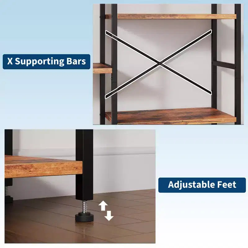 Triple 4 Tier Arched Bookshelf, Large Open Display Bookcase with 11 Shelves, Metal Frame & Wood Shelves, Wide Tall Standing Storage Rack for Bedroom