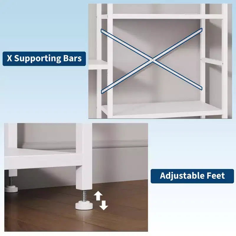 Triple 4 Tier Arched Bookshelf, Large Open Display Bookcase with 11 Shelves, Metal Frame & Wood Shelves, Wide Tall Standing Storage Rack for Bedroom