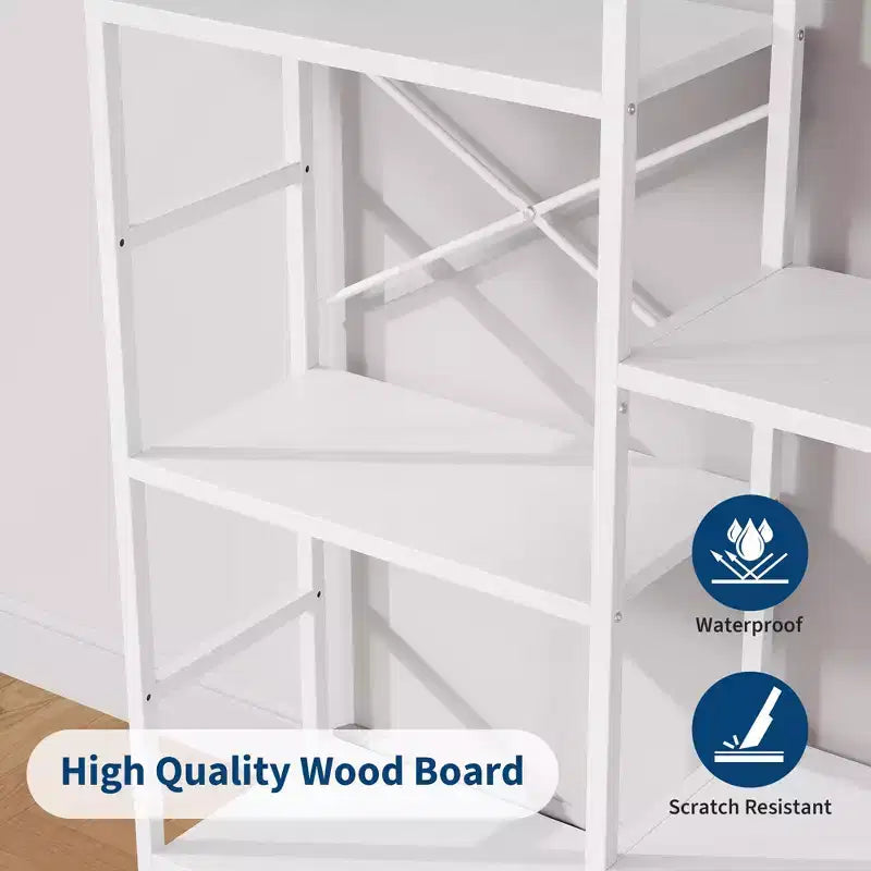 Triple 4 Tier Arched Bookshelf, Large Open Display Bookcase with 11 Shelves, Metal Frame & Wood Shelves, Wide Tall Standing Storage Rack for Bedroom