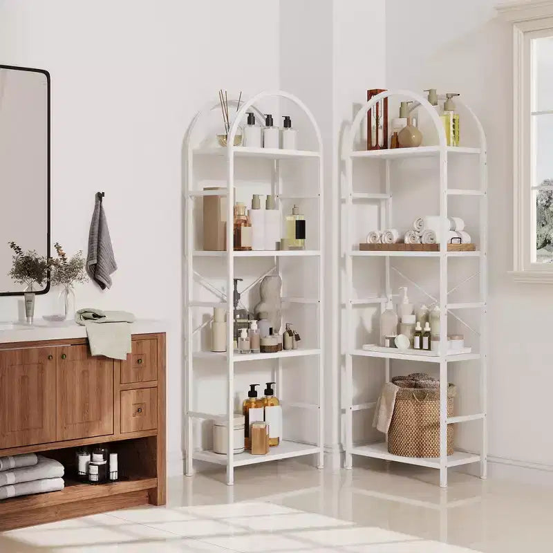 Triple 4 Tier Arched Bookshelf, Large Open Display Bookcase with 11 Shelves, Metal Frame & Wood Shelves, Wide Tall Standing Storage Rack for Bedroom