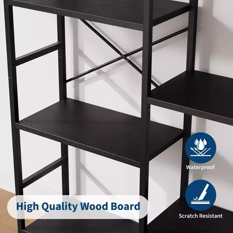 Triple 4 Tier Arched Bookshelf, Large Open Display Bookcase with 11 Shelves, Metal Frame & Wood Shelves, Wide Tall Standing Storage Rack for Bedroom