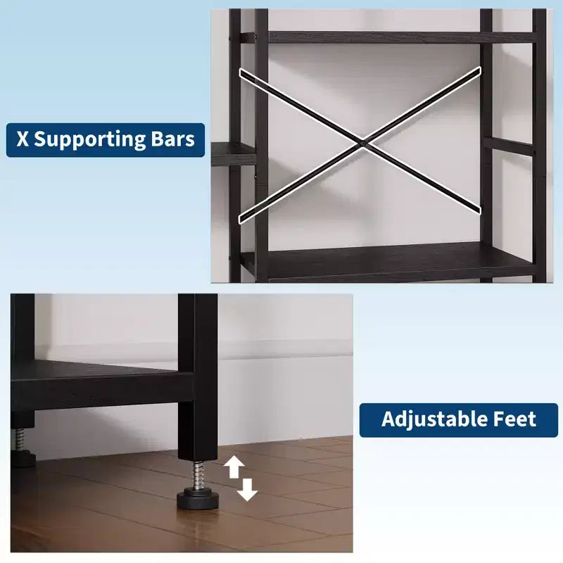 Triple 4 Tier Arched Bookshelf, Large Open Display Bookcase with 11 Shelves, Metal Frame & Wood Shelves, Wide Tall Standing Storage Rack for Bedroom