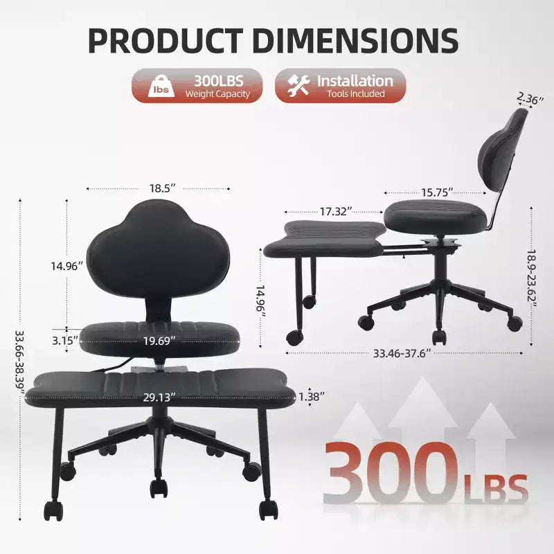 Ergonomic Cross Legged Chair, 360 Swivel Meditation Chair with Wheels, Height Adjustable Seat for Meditation, ADHD & Yogal for Home Office