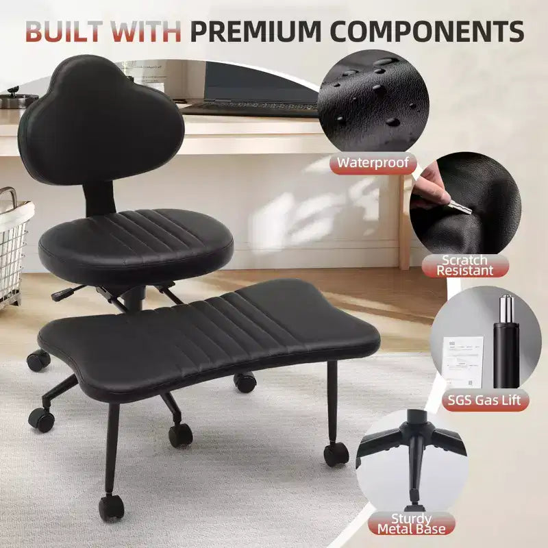 Ergonomic Cross Legged Chair, 360 Swivel Meditation Chair with Wheels, Height Adjustable Seat for Meditation, ADHD & Yogal for Home Office