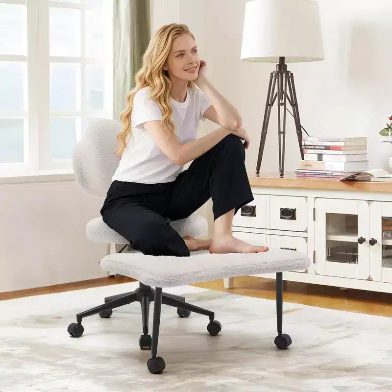 Ergonomic Cross Legged Chair, 360 Swivel Meditation Chair with Wheels, Height Adjustable Seat for Meditation, ADHD & Yogal for Home Office
