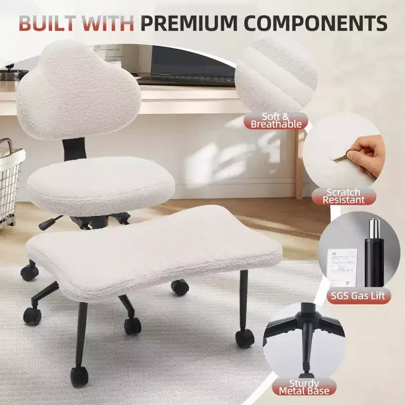 Ergonomic Cross Legged Chair, 360 Swivel Meditation Chair with Wheels, Height Adjustable Seat for Meditation, ADHD & Yogal for Home Office
