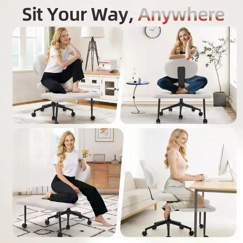 Ergonomic Cross Legged Chair, 360 Swivel Meditation Chair with Wheels, Height Adjustable Seat for Meditation, ADHD & Yogal for Home Office