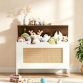 Coffre de rangement en rotin, coffre à jouets, banc de rangement en bois
