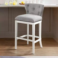 Miranda Swivel Bar Height Stool White: Upholstered Back, Nailhead Trim - Alaterre Furniture
