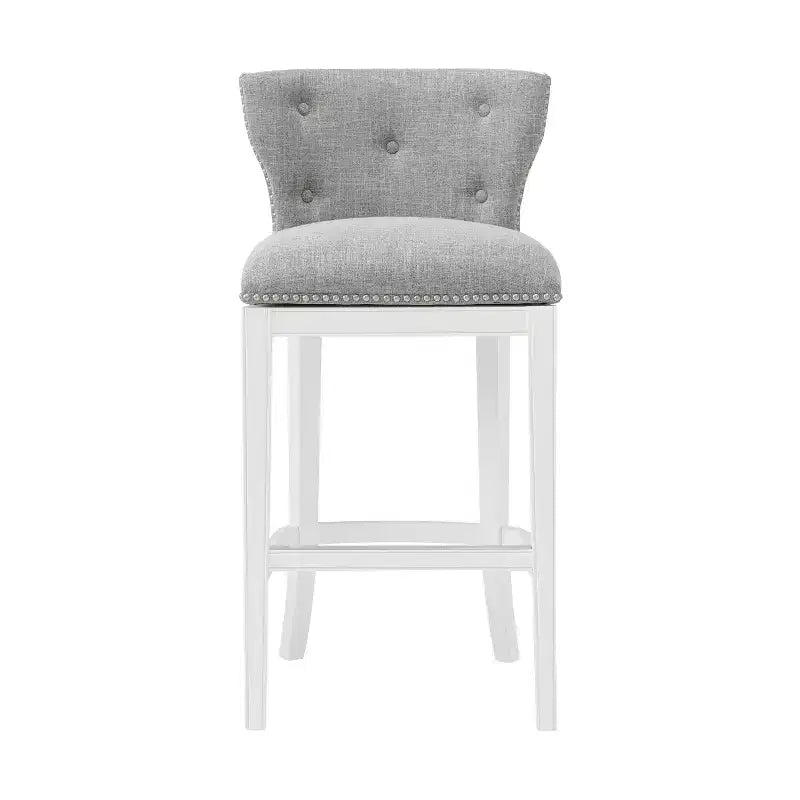 Miranda Swivel Bar Height Stool White: Upholstered Back, Nailhead Trim - Alaterre Furniture