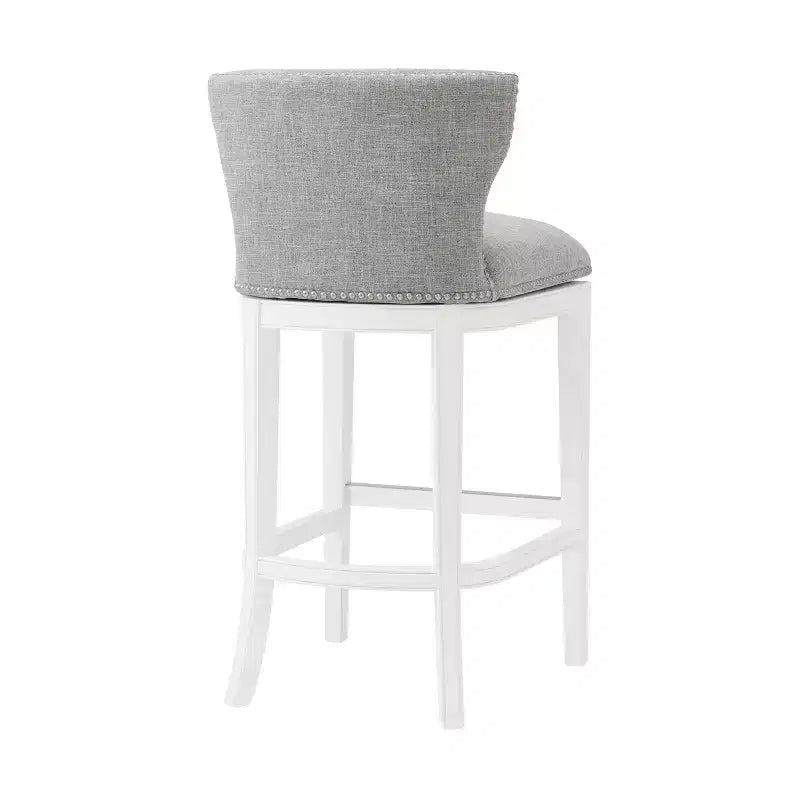 Miranda Swivel Bar Height Stool White: Upholstered Back, Nailhead Trim - Alaterre Furniture
