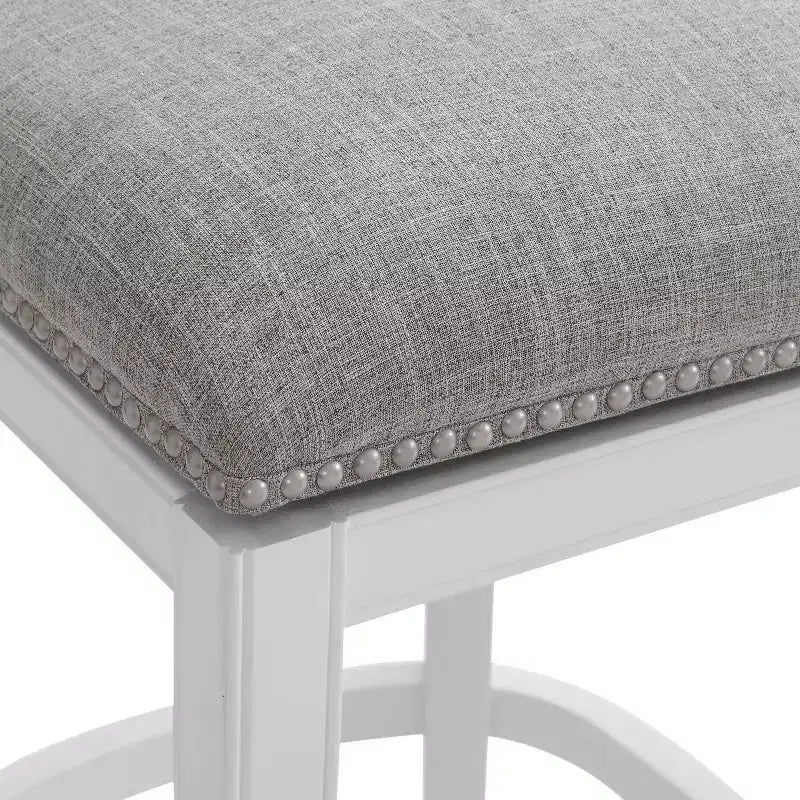 Miranda Swivel Bar Height Stool White: Upholstered Back, Nailhead Trim - Alaterre Furniture