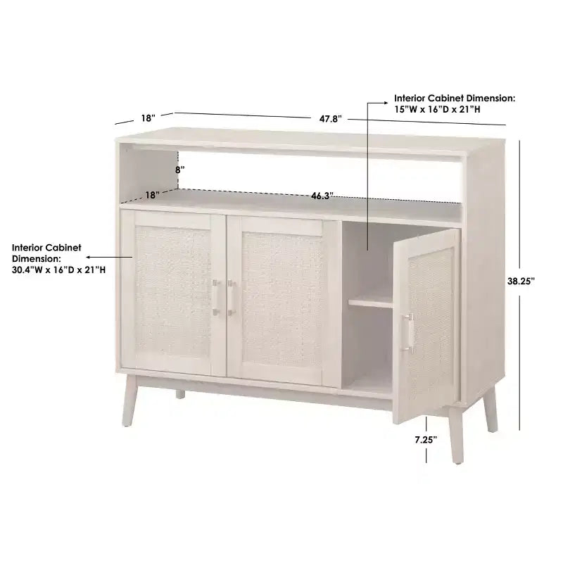 Buylateral Ervine Sideboard: Credenza Buffet Console, Adjustable Shelves