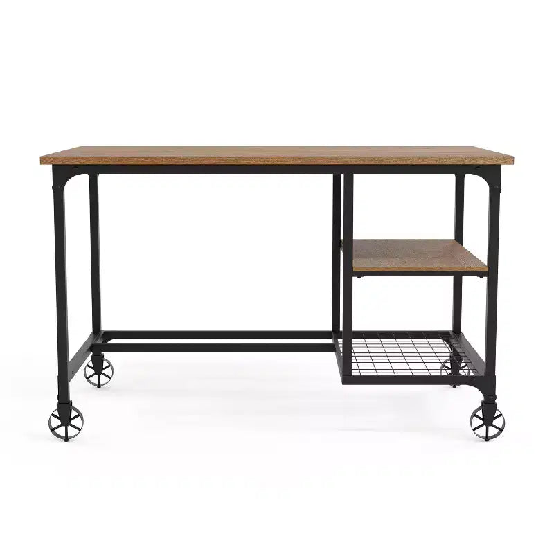 48" Reicher Industrial Computer Desk Antique Black - miBasics: Mobile Workstation with Open Shelf