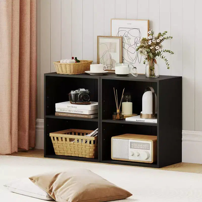 Costway 2-Cube Bookcase with Adjustable Shelf Freestanding 2-Tier Open Bookshelf Modern