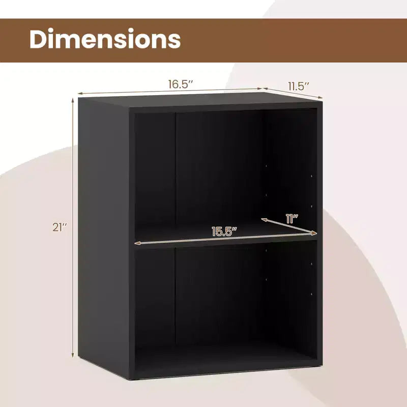 Costway 2-Cube Bookcase with Adjustable Shelf Freestanding 2-Tier Open Bookshelf Modern