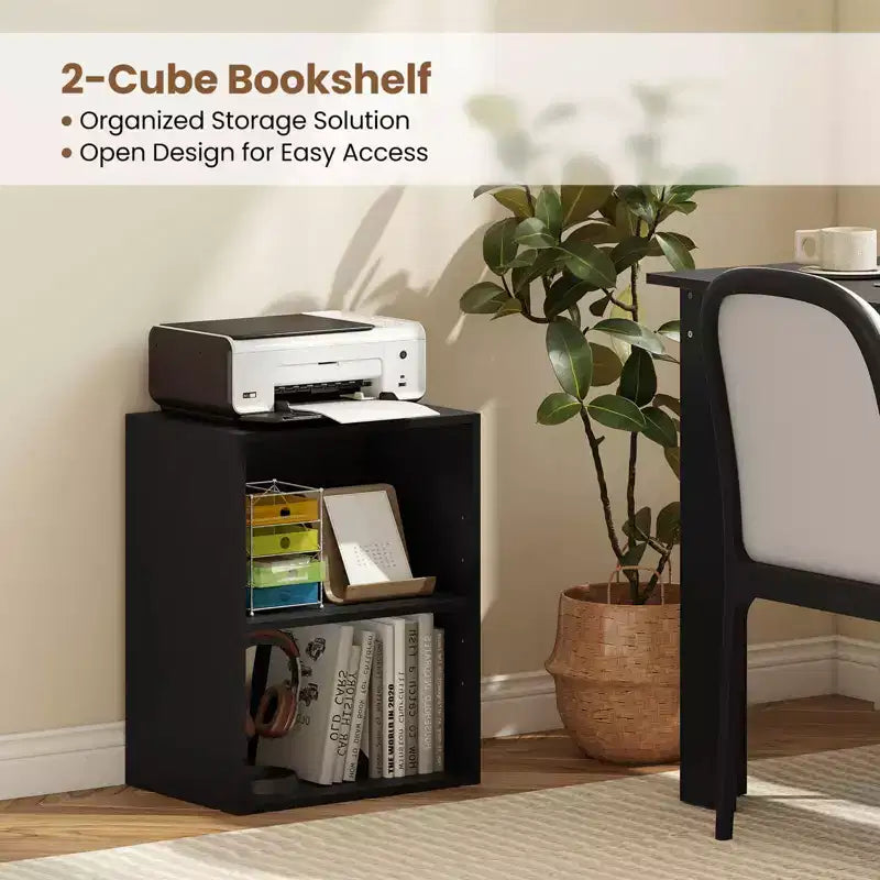 Costway 2-Cube Bookcase with Adjustable Shelf Freestanding 2-Tier Open Bookshelf Modern