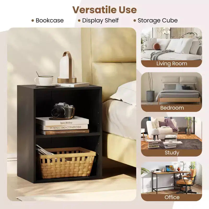 Costway 2-Cube Bookcase with Adjustable Shelf Freestanding 2-Tier Open Bookshelf Modern