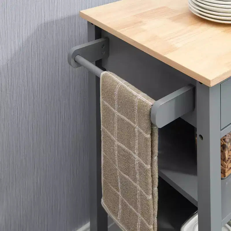 HOMCOM Compact Kitchen Island Cart on Wheels, Rolling Utility Trolley Cart with Storage Shelf & Drawer for Dining Room