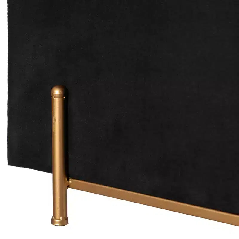 Fabulaxe Large Rectangle Velvet Storage Ottoman with Golden Legs | Sitting Bench for Living Room Home Decor with Cylindrical Golden Support